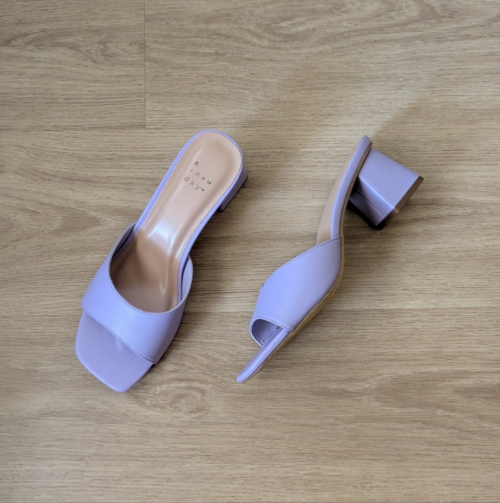 A New Day Lavender Block Heel Mules